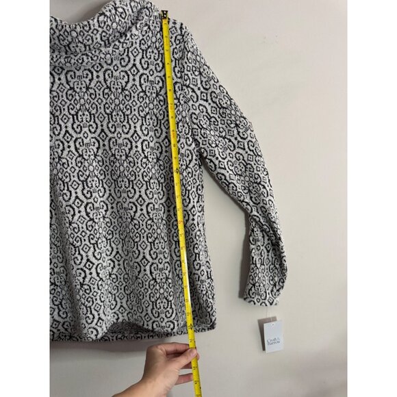 Croft & Barrow Eyelash Knit Cowl Neck Sweater - Medium - Grey & Black Pattern - Picture 10 of 16